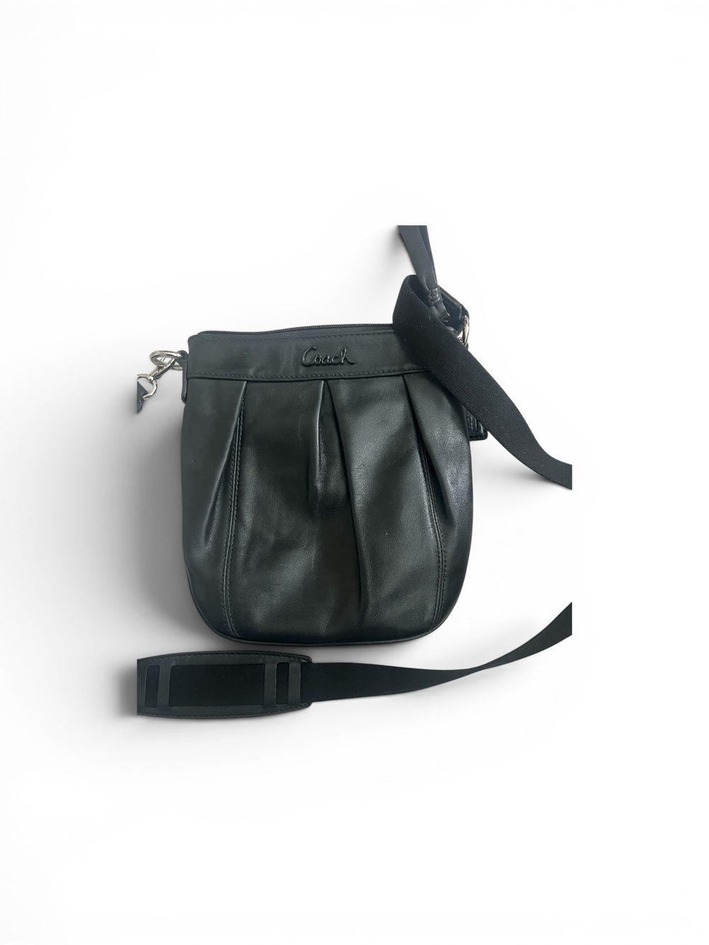 Coach Black Pleated Leather Crossbody Bag Small Messenger 42585